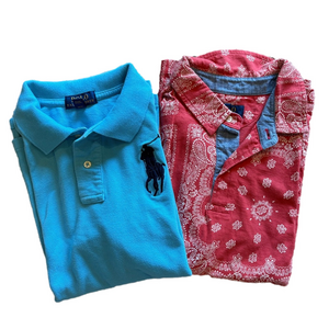 Polo Kids Large Bandanna-Print Cotton Polo and Solid Aqua Polo Shirt Bundle